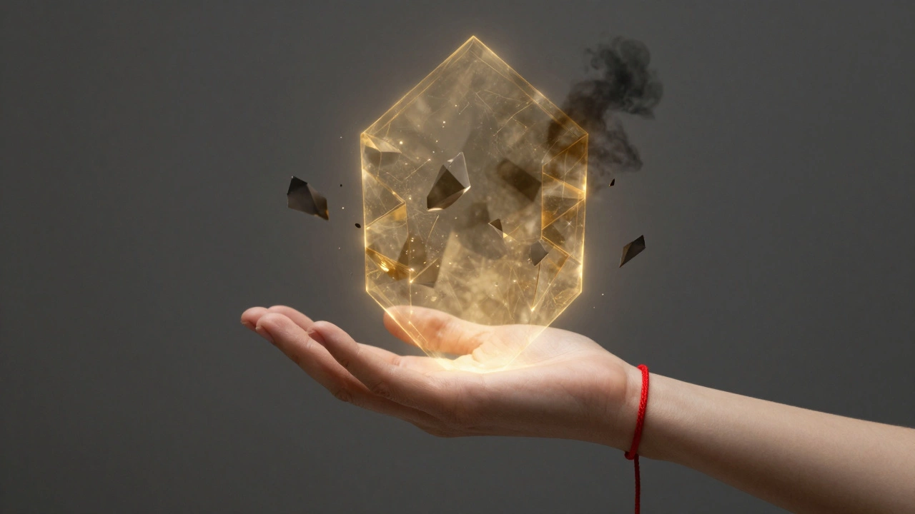 Символический энергетический щит вокруг красной нити на руке