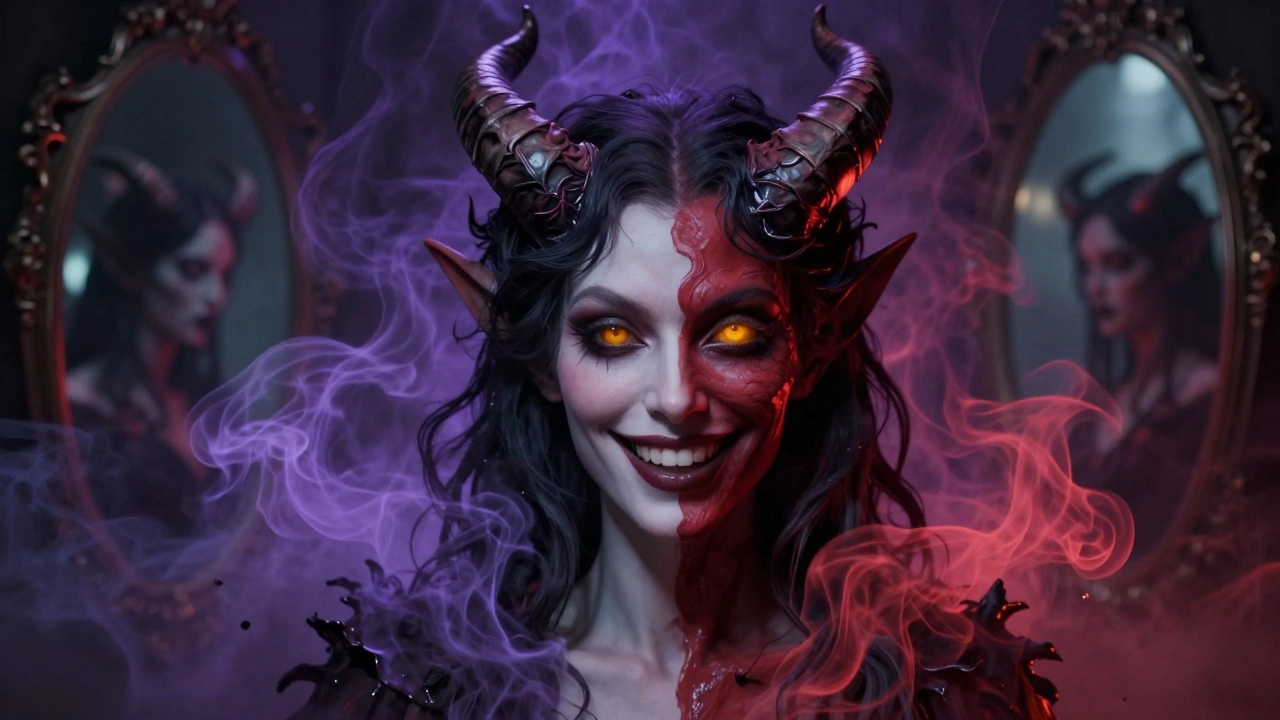 Сюрреалистичный портрет с двумя лицами, символизирующий Близнецов и Скорпиона